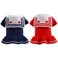 Pakaian Sweater Anjing Hangat Kolar Tentera Laut Jantung Dikait Pakaian Pakaian Anjing untuk Anjing 