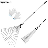 Adjustable Garden Leaf Rake - Telescopic 0.8 to 1.6M Metal Rake Free Gloves Expandable Folding Leave