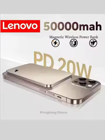 Lenovo 20000mAh Magnetic Wireless Power Bank Thin Portable PD22.5W Fast Charging External Battery Fo