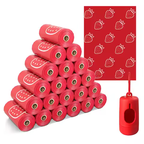 Photodegradable Dog Feces Bag with Strawberry Fragrance, Leak Proof Pet Feces Bag, Outdoor Small Gar