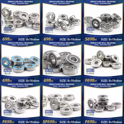 FUSHI 698ZZ 698 2RS Bearing 8x19x6 mm 10Pcs S698 2RS S698ZZ Stainless steel Bearing F698 Flange Bear