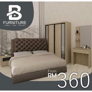 Set Bilik Tidur / Bed Room Set / Divan Bed Set / Wardrobe / Dressing Table / Queen Bed