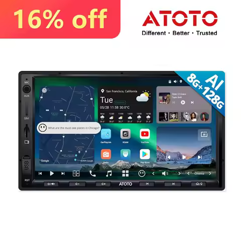 ATOTO X10G2A7E 7 inch Android Radio GPS Navigation Double Din Car Stereo ChatGPT AI 4G LTE CarPlay A