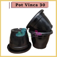 Ready Stock Pot Gentong Vinca 30 Hitam Pot Plastik Bunga Jumbo Besar