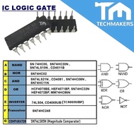 IC Digital Logic Gate 14-pin AND NAND OR XOR NOR HEX Inverter 5V 3.3V TTL CMOS 74HCXX CD40XX SN74HC0