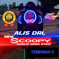 PAKET KOMPLIT LAMPU ALIS DRL SCOOPY NEW TERBARU 2020 2021 2021 BONUS ALIS SEIN & BONUS DEVIL EYES / 