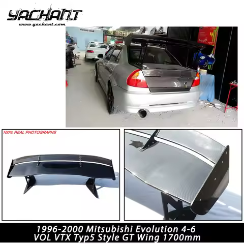 Carbon Fiber GT Wing 1700mm For 1996-2000 EVO 7 EVO 8 EVO 9 VII VIII IX VTX Type5 Style Wing (Alum S