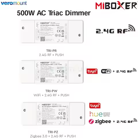 MiBoxer 500W AC Triac Dimmer Push Switch TRI-PR 2.4G TRI-PW WiF i+ 2.4G RF + Push TRI-PZ Zigbee 3.0 