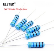 5Pcs 5W 1% Color Ring Metal Film Resistor 10R 100R 1K 2K 4.7K 10K 100K 1M Ohm