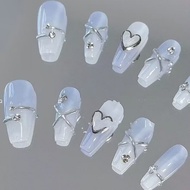【进店再打9折】Sea Salt Coconut Milk Jelly Whitening Handmade Wearing Nails Phototherapy Nails Pure Handmade Detachable Wearable Nails Manicure Patches Nail Patches Non-Printing