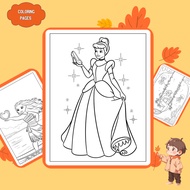 Set of 36 coloring pages, coloring pages for children of princesses and Princess friends, 160gsm thi
