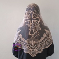 Mantilla Catholic Church Mass Veil Spanish Style Catholic Veil- Cross & Lily