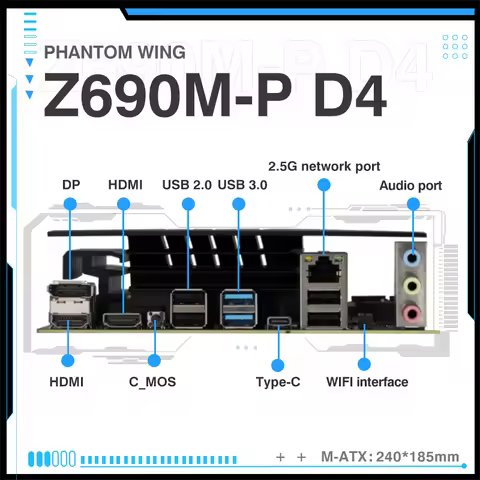 ERYING Z690M-P Motherboard LGA1700 Support 3600Mhz DDR4 RAM ARGB 2*Type-C Intel Core 14700 14600 137