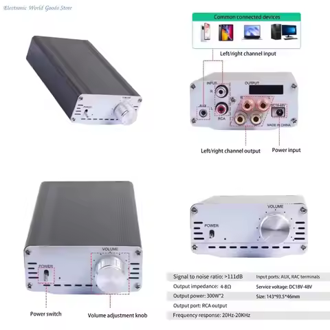A3PD TPA3255 Power Amplifier 300Wx2 HiFi Class D Auditory Amp for Passive Speaker and Home Theater S