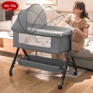 Baby Cot Multifunction Foldable / Double Layer Splicing baby cribs for newborn children to go to bed for 1 month Baby rocking bed with multifunctional foldable mosquito net anti pulley storage basket mattress and cradle standard version