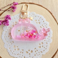 妍語手作 鑰匙圈 吊飾 流沙 星空粉色鯨魚 星星 月亮 禮物