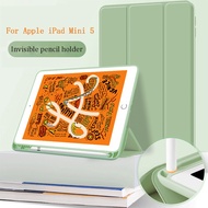 For iPad Mini 5 With Pencil Holder Smart Case PU Cover Auto Sleep Wake Protective Cover A2133 A2124 