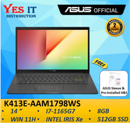 ASUS Vivobook 14"  K413E-AAM1798WS FHD Touch (i7-1165G7, 8GB RAM, 512GB SSD, Intel Iris Xe, Win11+OPI, 2YW) Free Bag