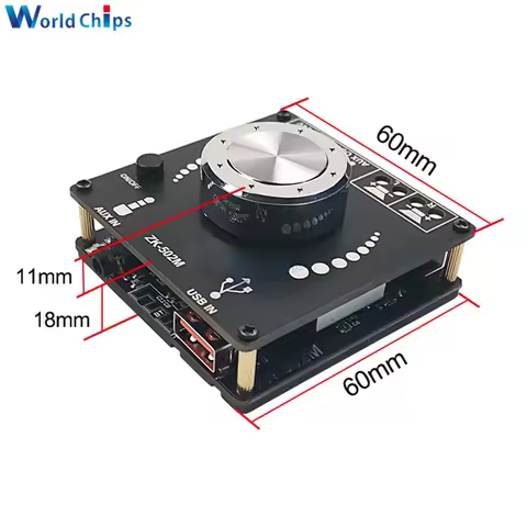 MINI ZK-502M Bluetooth Amplifier Board 50W+50W Stereo Audio AMP AUX USB Volume Control For Home Thea