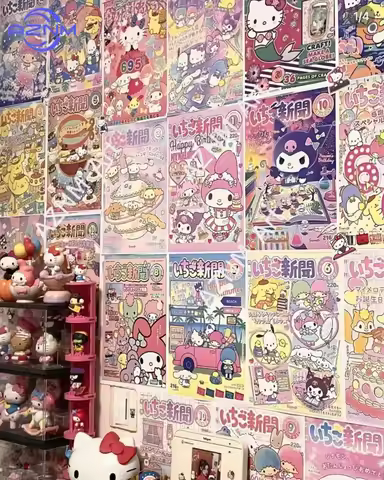 Anime Peripheral Sanrio Poster My Melody Cinnamoroll HelloKittys Canvas Painting Print Children's Ro