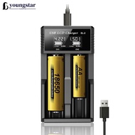 YOUNGSTAR USB LCD Battery Smart Charger 1 / 2 Slots Dual For 18650 3.7V Rechargeable Lithium Battery