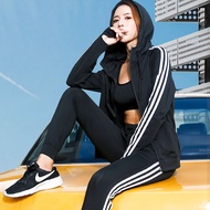 Factory Customized Two-Piece Yoga Clothes Women's Spring And Autumn Fitness Running Three Bars Sports Suit Dance Fitness Wear