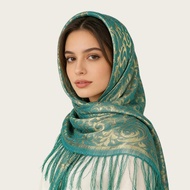 B477-3 Ethnic Style Jacquard Square Scarf Fashion Breathable Thin Silk Headscarf