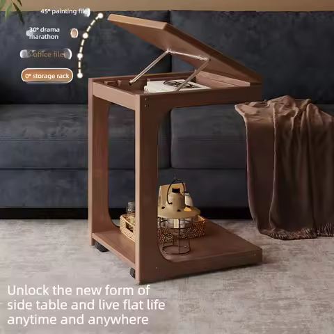 Foldable square table, living room coffee table, computer desk with wheels, sofa side table, living 