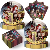 40PCS Set Perlengkapan Parti Falls of Gravity, Kit Hiasan Meja Hari Jadi Dengan 20 Pinggan 7'' dan 2