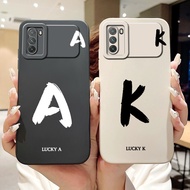 For Poco M3 Case Cover Simple Fashion Letters A-Z Pattern Design Silicone Shockproof Casing M2010J19