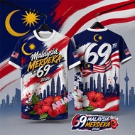 2026 Malaysia 69th Independence Day T shirt full sublimation quick dry Jersey Oversized Streetwear M