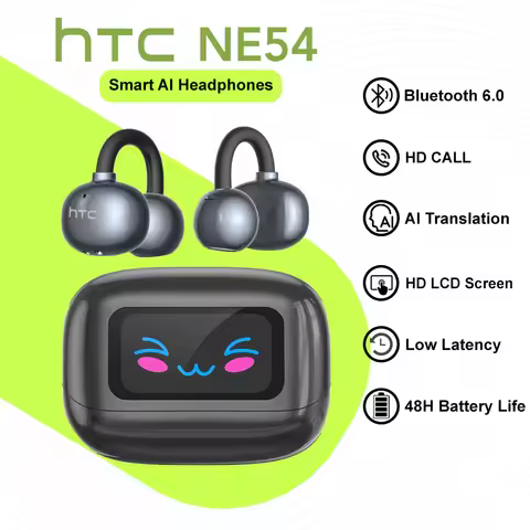 Wireless Bluetooth Earphones HTC NE54 AI Translate Earbud TWS Multi-function Touchscreen HiFi Sound