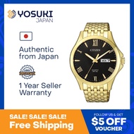 CITIZEN Quartz BF2022-55H Simple Day Date Black Gold Stainless  Wrist Watch For Men from YOSUKI JAPAN / BF2022-55H (  BF2022 55H BF202255H BF20 BF2022- BF2022-5 BF2022 5 BF20225 )
