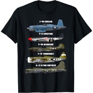 WW2 Warplane B-17 P51 Mustang F4U Corsair P40 Warhawk T-Shirt Short Sleeve Casual Cotton O-Neck Men 