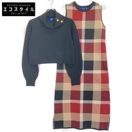 Blue Label Crestbridge [原宿店限定] 2015 黑色 Crestbridge 格紋羊毛提花套裝連身裙，38 碼 [二手]