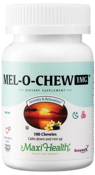 Maxi Health Chewable Melatonin, Kosher Berry Flavor, 1mg Melatonin for Adults or Teens, Natural Aid 