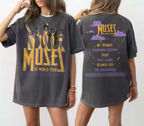 2026 Women Retro Anime Cartoon Tee Summer Hercules The Muses 97 World Tour Comfort Shirt Street Over