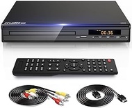 DVD Player, HDMI AV Output, All Region Free CD DVD Players for TV, DVD Players with NTSC/PAL System, Supports Mic's &amp; USB Input, Package Includes HDMI/RCA Cables and Remote Control(No Battery)