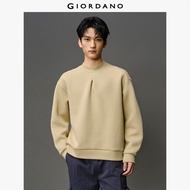 Giordano Knitted Pullover Hoodie with Crew Neck Pleats & Brand Label – pleats add style brand label