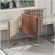 HS 304 Stainless Steel Foldable Dish Cloth Rack Slim Countertop Drying Holder Kitchen Towel Stand HS