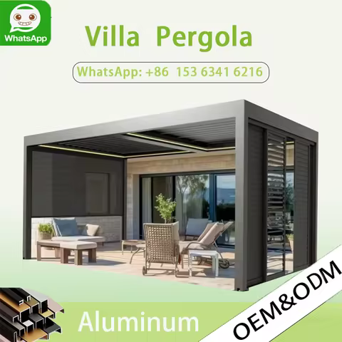 3x3 3x4 4x3 4x4 4x5 4x6 6x3 6x4 6x5 6x6m Modern Garden Outdoor Aluminum Louvered Pergola Pavilion Ga