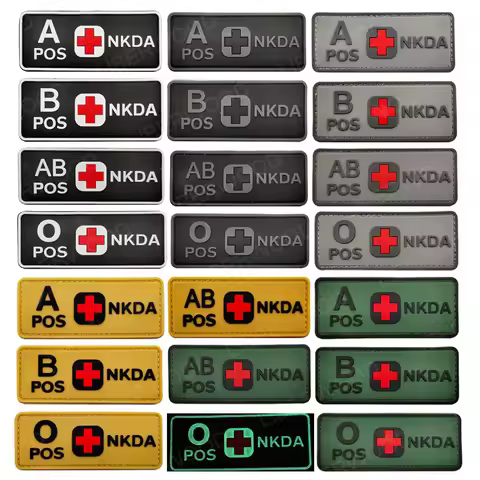 LIBERWOOD Blood Type NKDA Patch A+ B+ O+ AB+ POS Positive patch Medical MED Military Patch badge glo