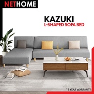 ⚡️READYSTOCK⚡️ NETHOME : KAZUKI 4 Seater Foldable Sofa Bed / L Shape Sofa / Canvas Sofa / 2 in 1