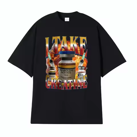 Funny I Take Creatine Gym T Shirt Steroid Out of Pocket Meme T Shirts Men Women Short Sleeve Hip Hop