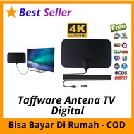 Taffware Antena TV Digital DVB-T2 4K High Gain 25dB - TFL-D139 / Antena TV Digital - Bonus Siaran Luar Negeri - Siaran Lokal TVRI RCTI, Metro TV, Berita Satu, Net / Antena TV Indoor / Antena UHF - VHF /  Antena Tipis Murah Bisa COD