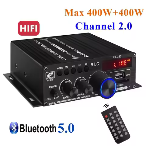 Auto-partner AK380 Max 200Wx2 Mini Audio Power Amplifier, RMS 40Wx2 2.0 CH Bluetooth Receiver Speake
