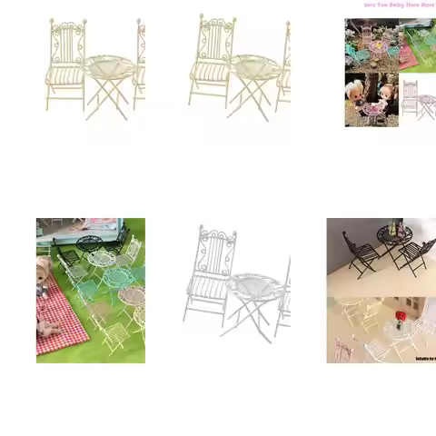 Iron Table And Chair Garden Scene Display For 1/12 Dollhouses Miniature Funiture 195F