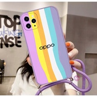 (UV03) Softcase Macaroon Camera Protection Rainbow Motif+Lanyard Strap For Oppo A5s A3s A1k A71 A83 