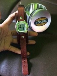 jam fossil original gaban kulit kedip  watch jadul vintage coklat SOLD