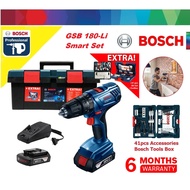 Bosch GSB 180-Li Cordless Hammer Drill + Smart Tools Box Set